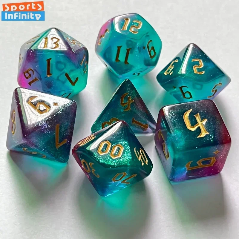 7 قطعة من النرد متعدد السطوح ا - مراجعة Board Game Font وسعره